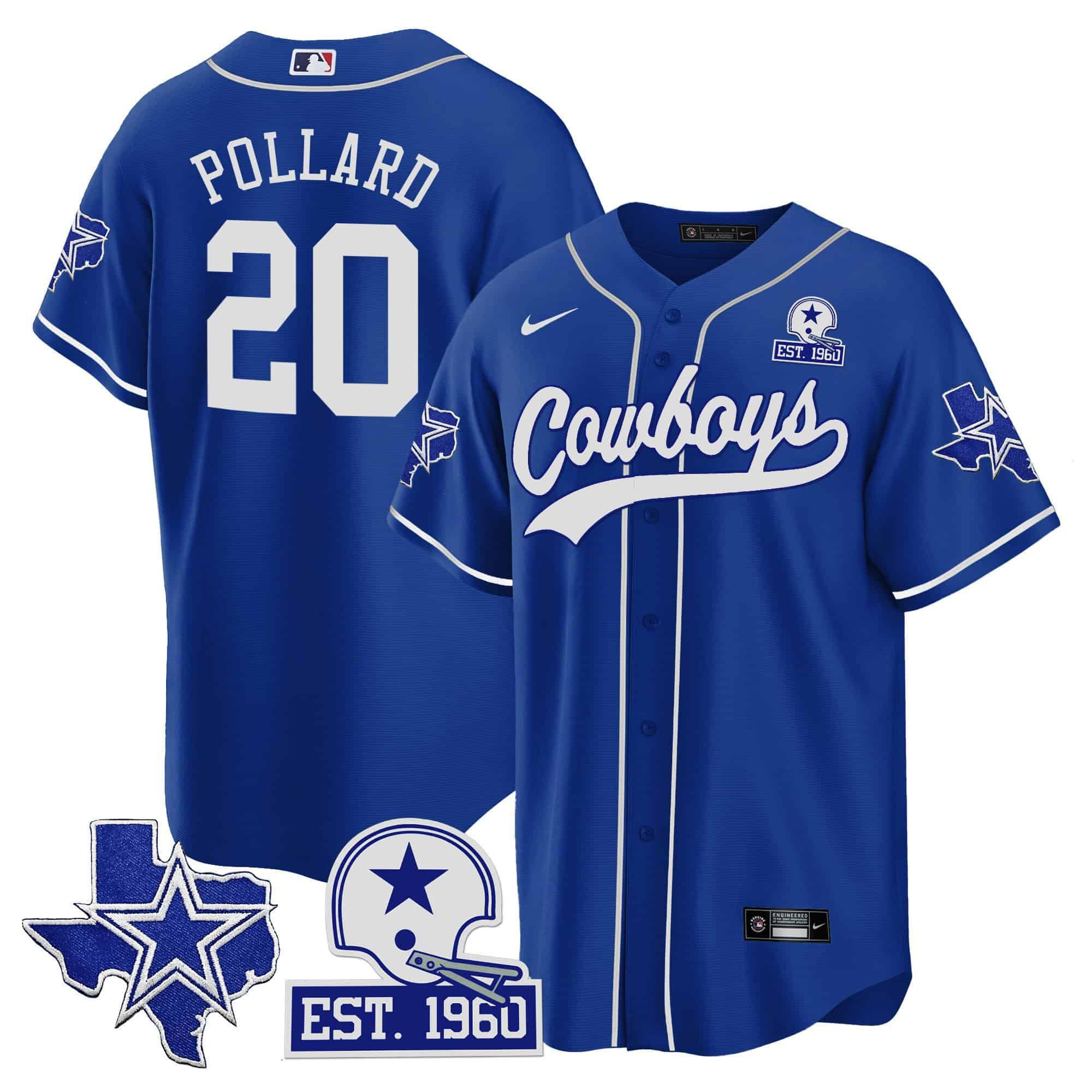 Men Dallas Cowboys 20 Pollard Blue 2024 Nike Patch Baseball NFL Jersey